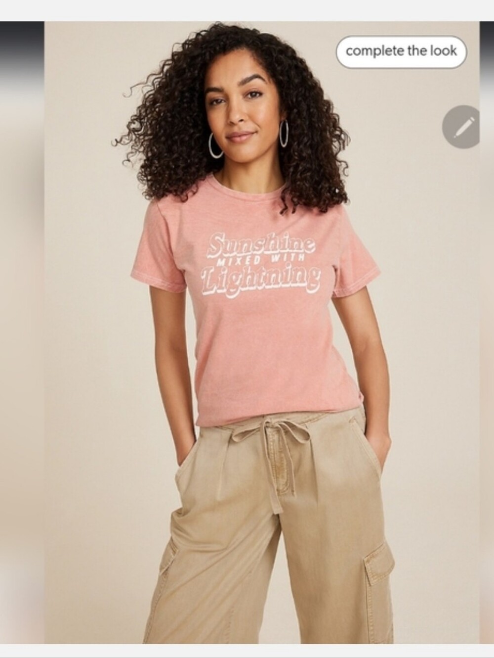 Maurices XXL Coral Graphic Tee 'Sunshine Mixed With Lightning' Print
